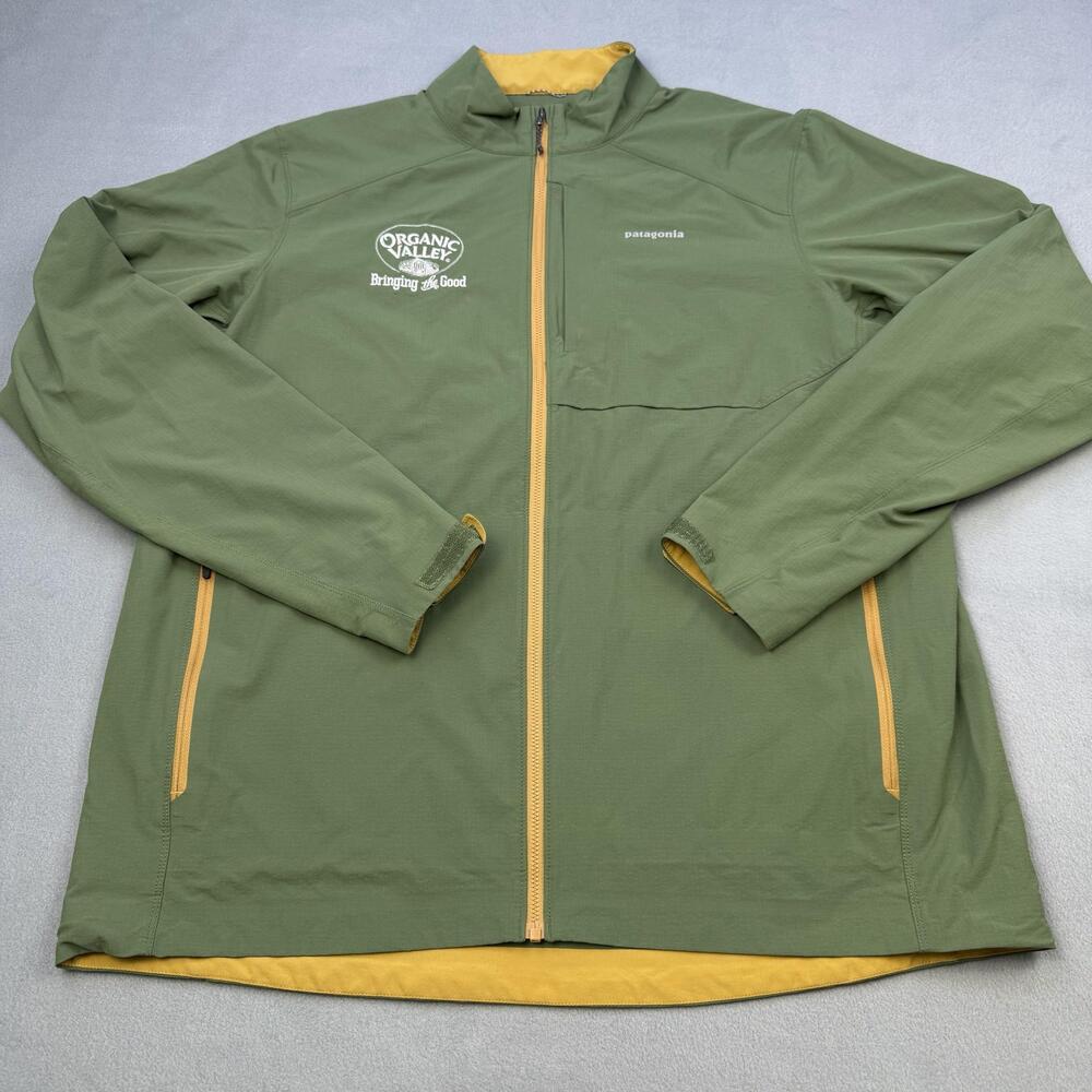 Patagonia Jacket Mens XL Green Dirt Craft Softshell Windbreaker Organic Valley